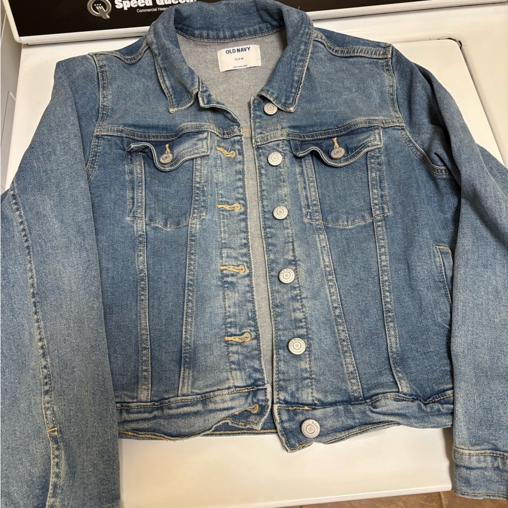 Old Navy Pale Blue Denim Jacket with Contrast Stitching
